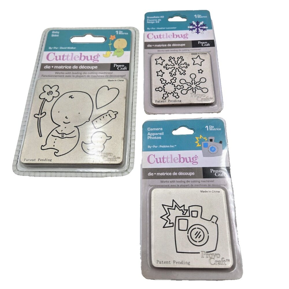 Cuttlebug Baby Snowflake Camera Dies Provo Craft Scrapbooking Card Making Crafts